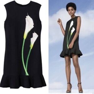 Victoria Beckham Black Dress with Floral Design